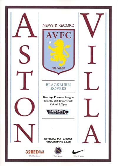 Aston Villa FC v Blackburn Rovers FC